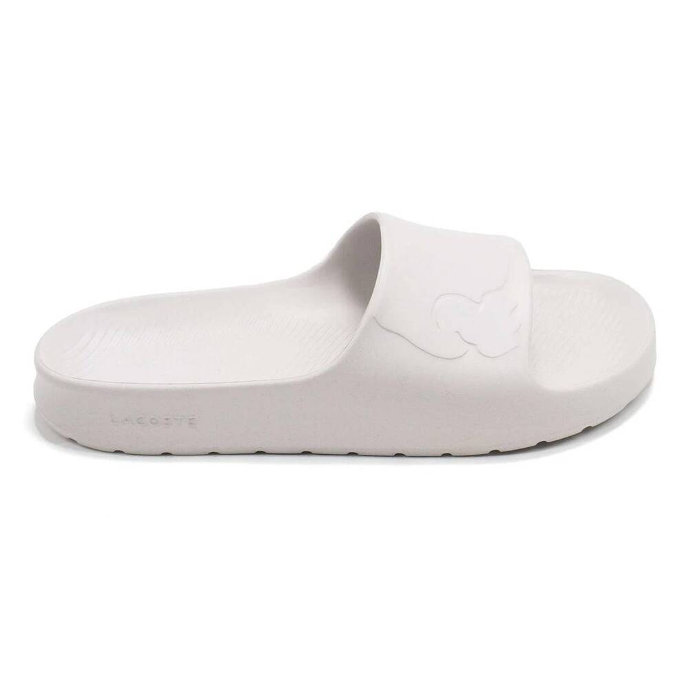 NEW LACOSTE men's croco 2.0 1122 2 slide sandals in white